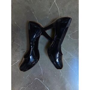 Lady Paulina Black Patent Leather Platform Pumps Heels - Size MX 25 / US 8